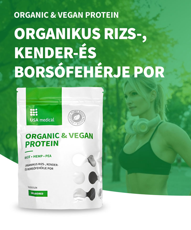 Organikus rizs-, kender- és borsófehérje por – 500 g