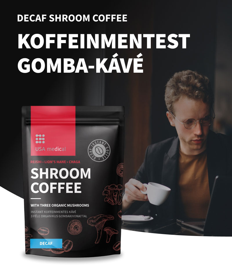 Koffeinmentes gomba kávé 100% arabikával és 3 organikus gombakivonattal